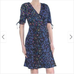 FRENCH CONNECTION Womens Black Floral V Neck Above